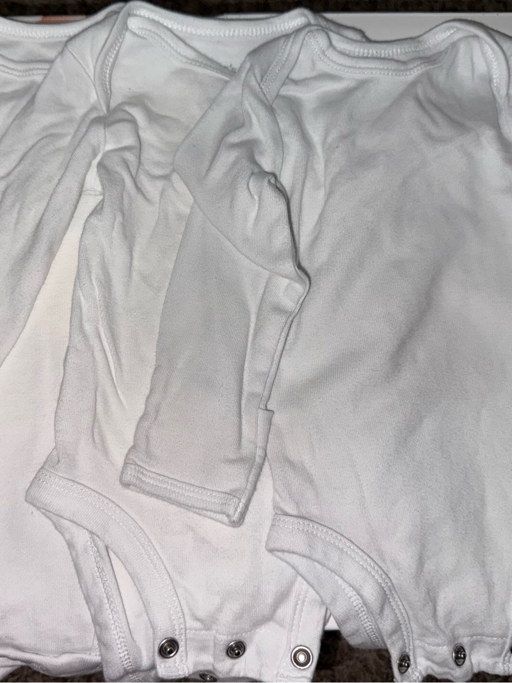 Carter's White Long Sleeve Baby Bodysuits (3 Pack)
